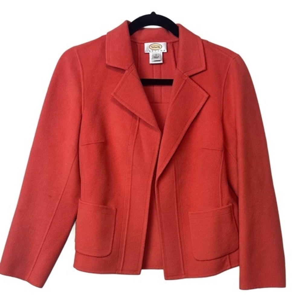 Talbots‎ Petites Coral Wool Open Front Blazer Sz 2